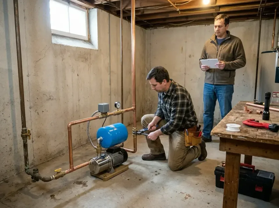 Plumber — Indoor — Plumber, Technician, Water Booster Pump, Indoor, Plumbing